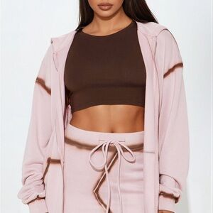 Fashion Nova Pink and Brown Skirt Set
